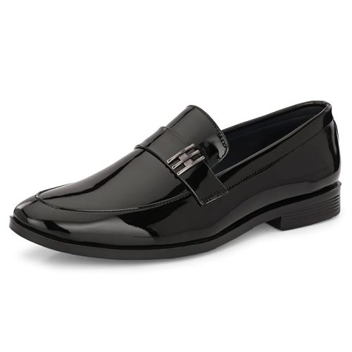 Centrino mens formal shoes slip-on loafers in black